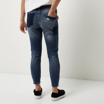 Petite blue patch Amelie super skinny jeans